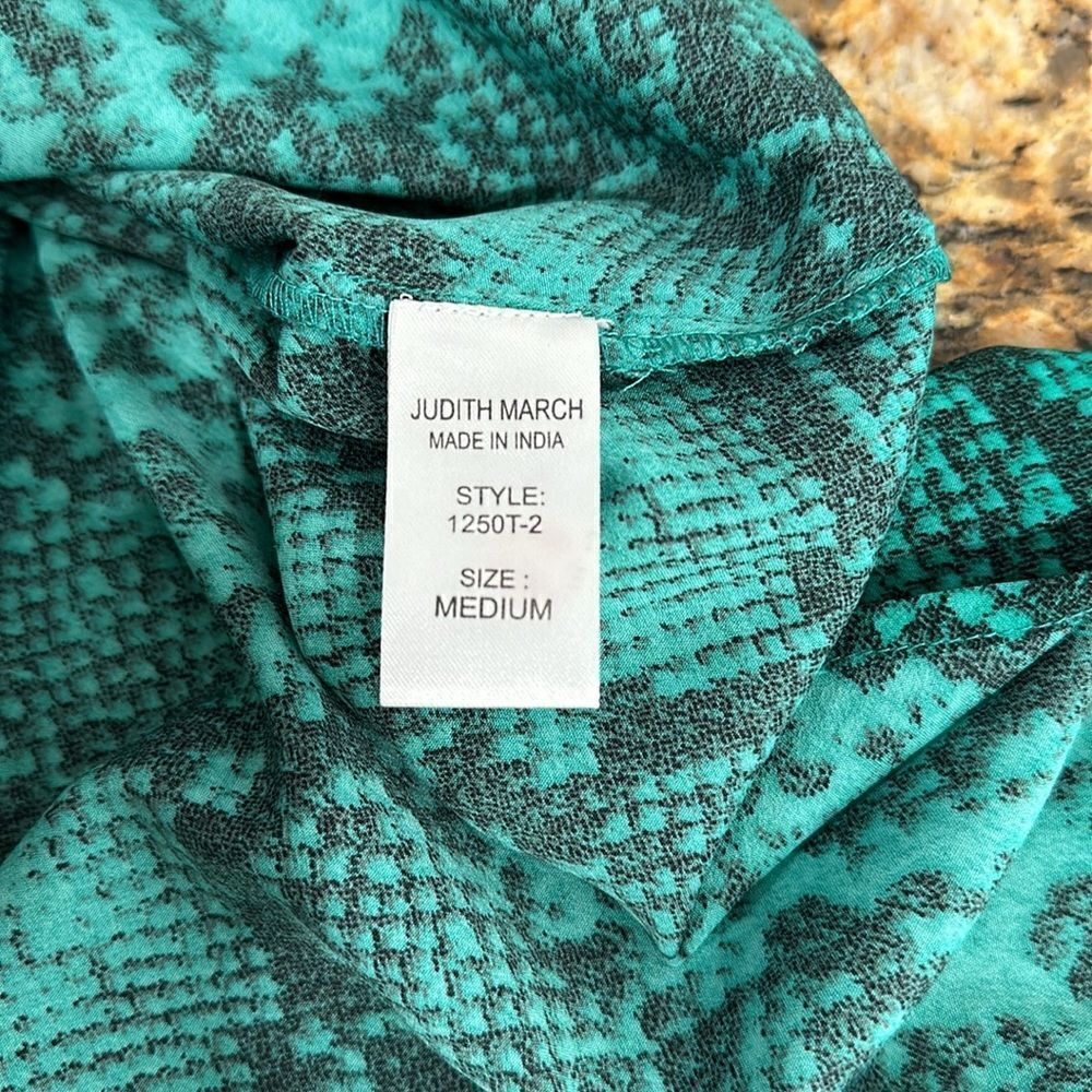 Judith March Green Snake Print Embroidered Off The Shoulder Top Size M - Picture 6 of 11